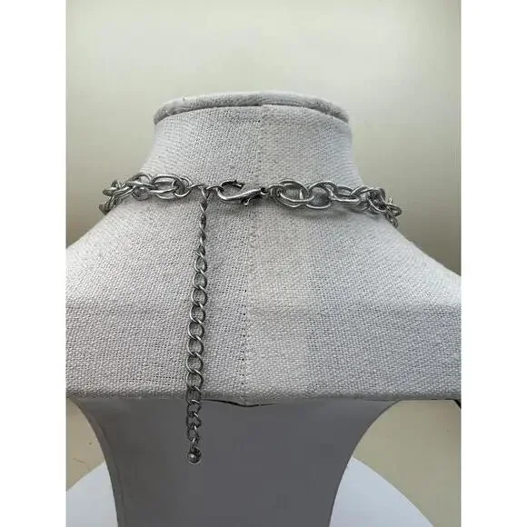 Silver Tone Rose Pendant Necklace - Picture 7 of 8